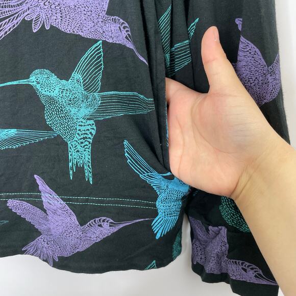 Garrapata Textile Hummingbird Cowl Turtleneck Top Medium long sleeve pockets - Picture 2 of 12